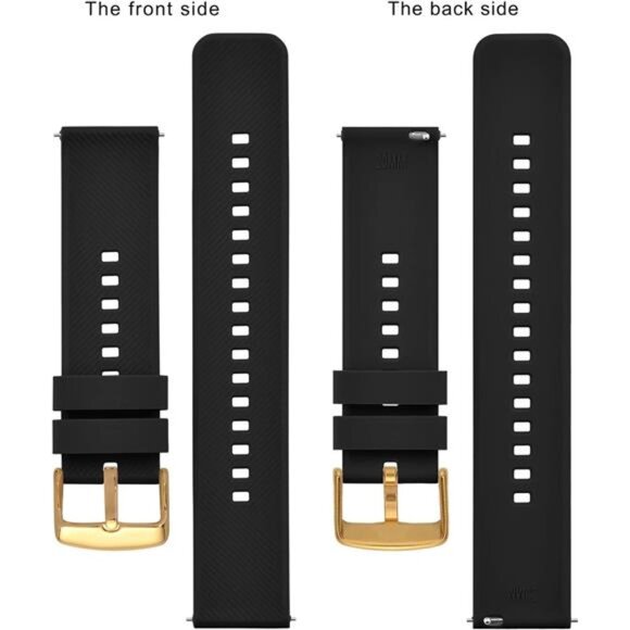 18mm 19mm 20mm 21mm 22mm, Quick Release Silicone Watch Black main image 4